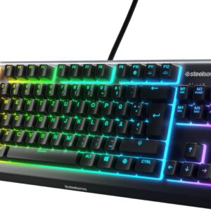 Gaming Tastatur & Maus – SteelSeries Apex 3 TKL Gaming Keyboard – RGB – Compact Tenkeyless Form Factor – 8-Zone RGB Lighting – Water and Dust Resistance – Whisper Quiet Gaming Switches – DE Layout QWERTZ – Black