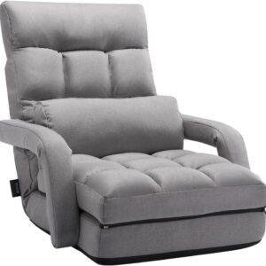 Gaming Chairs – VEVOR Floor Chair Floor Gaming Chair with 5 Adjustable Positions & Backrest, Folding Sofa Chair with Armrest for Adults, Sofa Bed with Back Cushion for Bedroom, Grey