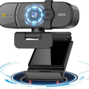 Streaming-Equipment – USB Webcam, 4K/60FPS Full HD Webcam for PC, Video Calls, Computer Camera with Clear Stereo Audio, Automatic Light Correction, Plug & Play, Works with Skype, Zoom, FaceTime, Hangouts and More