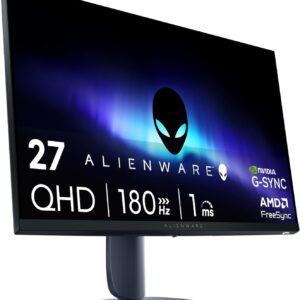 Gaming PC & Gaming Monitors – Alienware 27 Gaming Monitor – AW2725DM, QHD (2560 x 1440), 180Hz, Fast IPS, 1ms, NVIDIA G-SYNC Compatible, AMD FreeSync, 95% DCI-P3, HDR400, DisplayPort, 2 HDMI, 3 USB, 3 Year Warranty