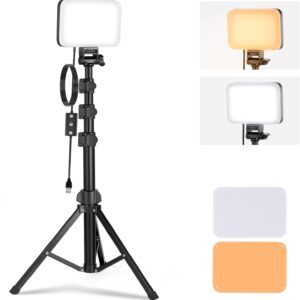 Streaming-Equipment – NEEWER BASICS BP66 LED Video Light Panel Lighting Set Two-Tone Dimmable Portable Studio Lights with Tripod and Filters 3200K ~ 5600K CRI 95 750Lux for Photography Video Recording