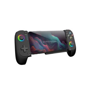 Gaming Consoles & Controllers – Mars Gaming MGPX, Bluetooth 5.0 Gamepad 2-in-1, RGB Neon, Dual Vibration and Turbo Function, Smartphone Holder up to 6.8 Inches, Controller Compatibility PC, Android, iOS and Consoles, USB-C, Black