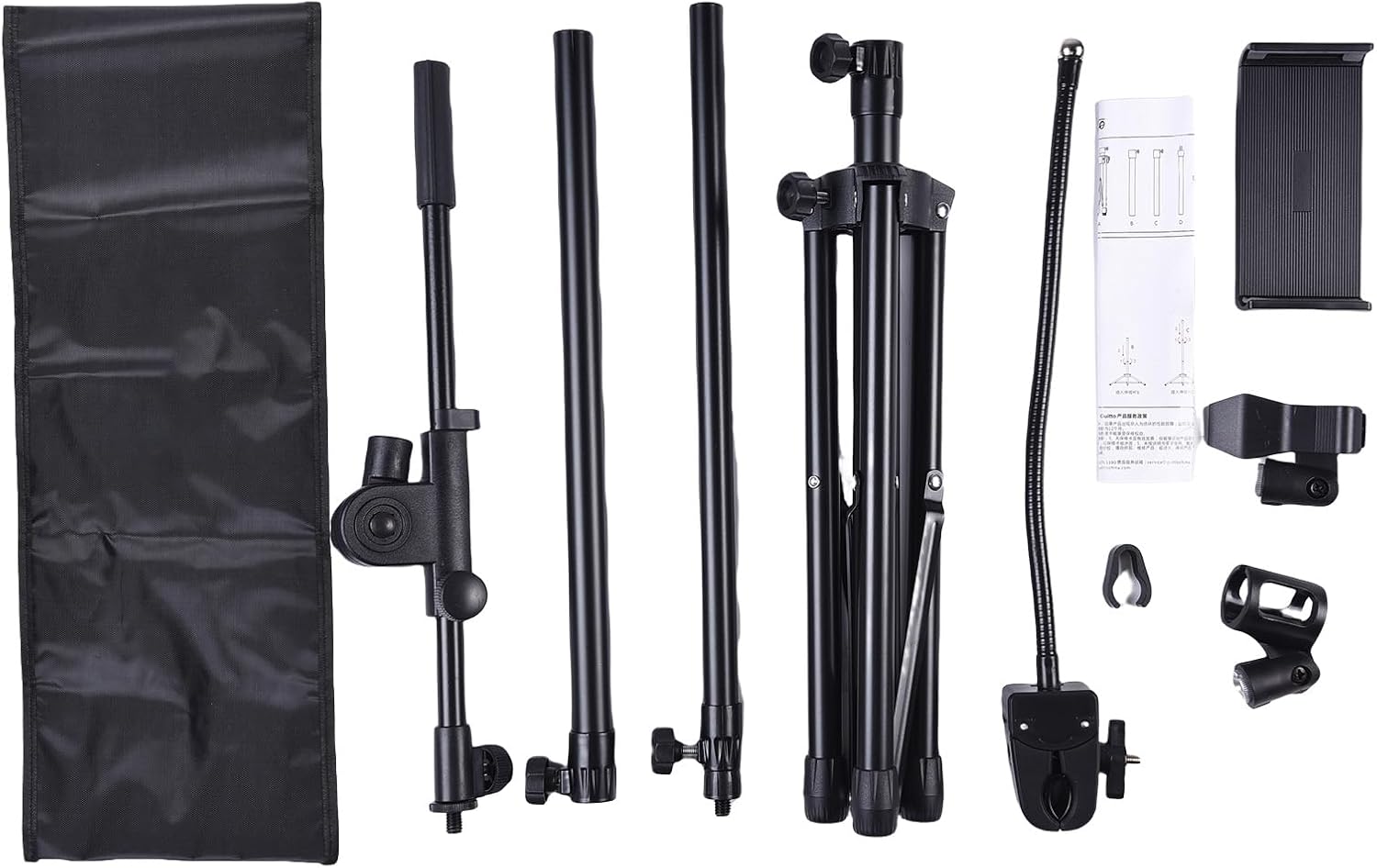Streaming-Equipment - Adjustable Microphone Stand for Podcasting and Live Performances, Sturdy Microphone Boom with Dual Device Mount for Streamers and Speakers, Iron Plastic, Black, 8 Piece Set – Bild 5