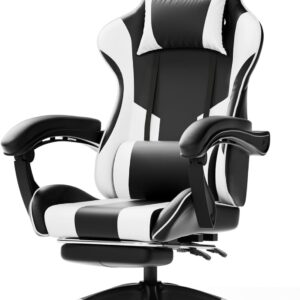 Gaming Chairs – Gaming Chair, Computer Office Chair with Footrest, Gaming Chair (White)
