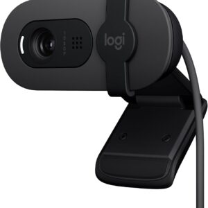 Webcam – Logitech Brio 100 Full HD Webcam for Meetings and Streaming, Auto Light Balancing, Built-in Microphone, Cover Bezel, USB-A for Microsoft Teams, Google Meet, Zoom and More – Graphite