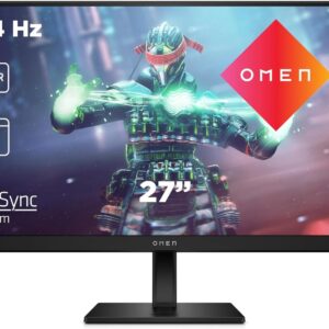 Gaming PC & Gaming Monitors – HP Omen 27k Gaming Monitor – 27 Inch Screen, 4K Display, 144Hz, AMD FreeSync Premium, HDMI 2.1, HDMI 2.0, Display Port 1.4, 2X USB-A, USB-B, USB-C, Audio Output, RGB Light, Black