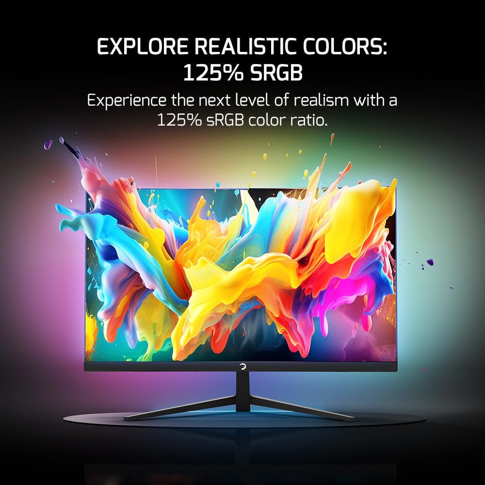 Gaming PC & Gaming Monitors - GAMEPOWER Vivid T40 Curved Gaming Monitor 24 Inches, Full HD 1080P, 180Hz 0.5ms PC Screen, VA Curved HDR Display, Frameless, FreeSync G-Sync, 125% sRGB, with Speaker – Bild 8