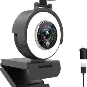 Streaming-Equipment – Angetube 1080P Webcam with Ring Light for Streaming: USB 60FPS Web Camera with Microphone HDR Enabled HD Auto Light Correction Webcam with Adjustable FOV for Teams, Zoom, PC/Laptop/Mac/Desktop