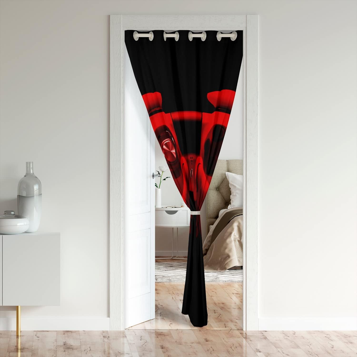 Gaming Consoles & Controllers - Gamepad Door Curtain 86 x 203 cm for Door Privacy Gaming 30%-50% Room Blackout Blackout Curtain Game Decor Red Black Modern Game Consoles Controller Room Divider Curtains Curtain – Bild 2