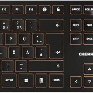 Gaming Tastatur & Maus – CHERRY DW 9100 SLIM Wireless Keyboard and Mouse Set, German Layout (QWERTZ), Bluetooth & 2.4 GHz Radio, Quiet Keys, Rechargeable, Black Bronze