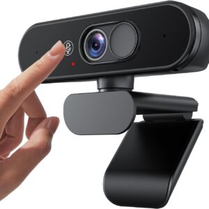 Webcam – 1080P FHD Webcam with Dual Privacy Protection (Mute & Cover), Crystal Clear Microphone, Natural Image Quality, Extendable Tripod, for PC, Laptop, Zoom, Teams, Windows, macOS
