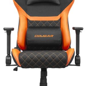 Gaming Chairs – COUGAR Armor One V2 F Gaming Chair, Woven Fabric Surface, 4D Folding Armrests, 155° Tilt, Piston Lift Height Adjustment, Up to 120 kg Weight Support – Black & Orange