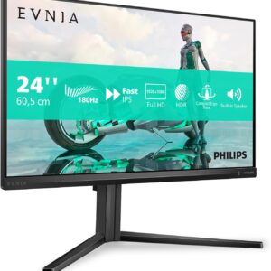 Gaming PC & Gaming Monitors – Philips Evnia 24M2N3200AM – 24 Inch Full HD Gaming Monitor, 180 Hz, 1 ms, FreeSync Prem., G-Sync comp., HDR10 (1920 x 1080, 2 x HDMI 2.0, 1 x DisplayPort 1.4) Black/Grey