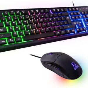 Gaming Tastatur & Maus – THE G-LAB Combo Iridium – Gamer Keyboard and Mouse with LED Backlight – QWERTZ Gaming Keyboard USB Anti-Ghosting + 3200 DPI Gaming Mouse with 6 Buttons – PC PS4 PS5 Xbox – 2023