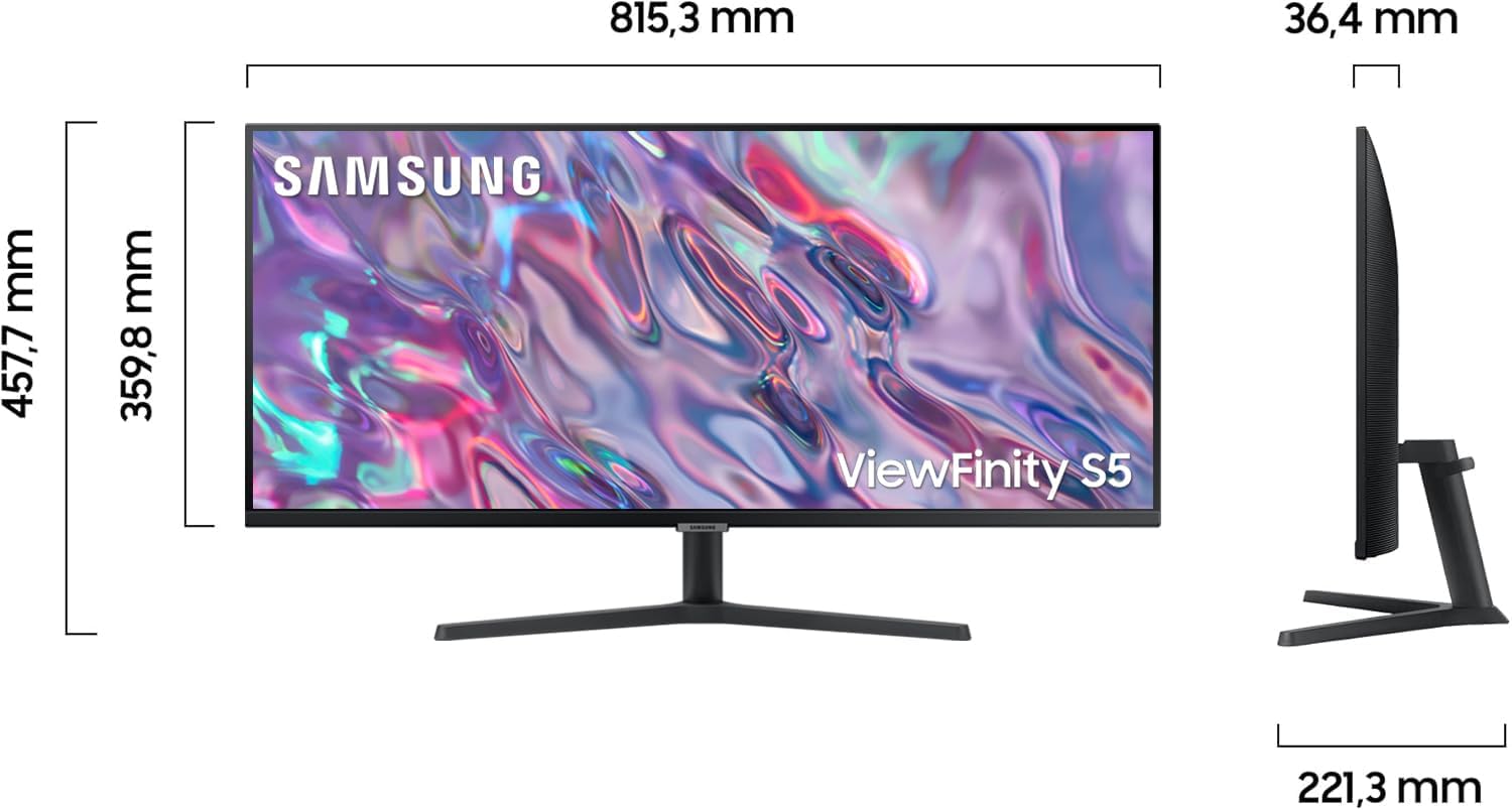 Gaming PC & Gaming Monitors - Samsung ViewFinity S50C Monitor S34C500GAU 34 Inch VA Panel Ultra WQHD Resolution Eco Saving Plus AMD Freesync HDR10 5ms Response Time 100Hz Refresh Rate Black – Bild 2