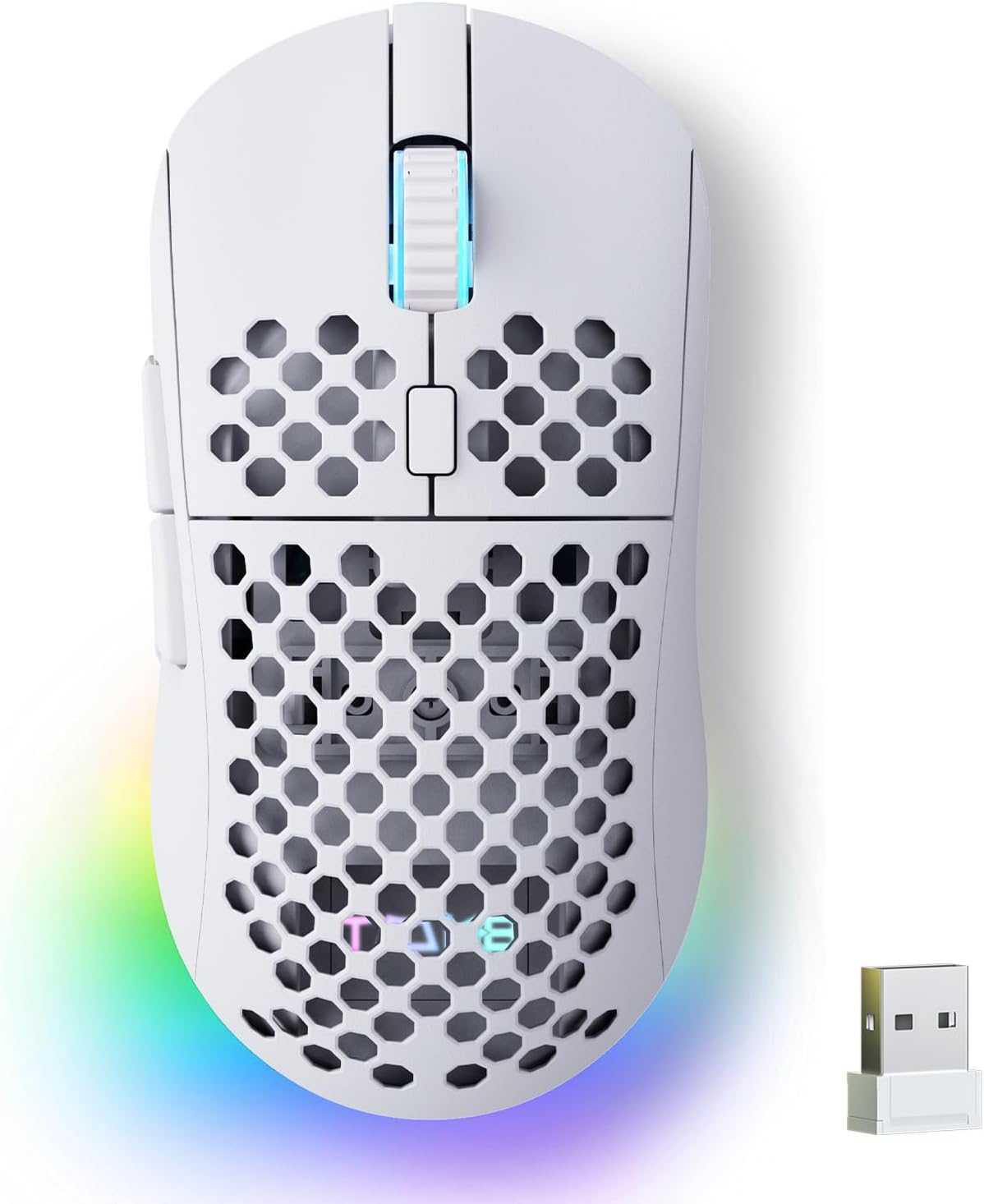 Gaming Tastatur & Maus - TMKB Falcon M1 Wireless Gaming Mouse - 24000 DPI, 180h Battery, 90g Lightweight Construction, 6 Programmable Buttons, RGB Lighting, 2.4G/BT5.2/USB-C for PC/Mac/Laptop, White