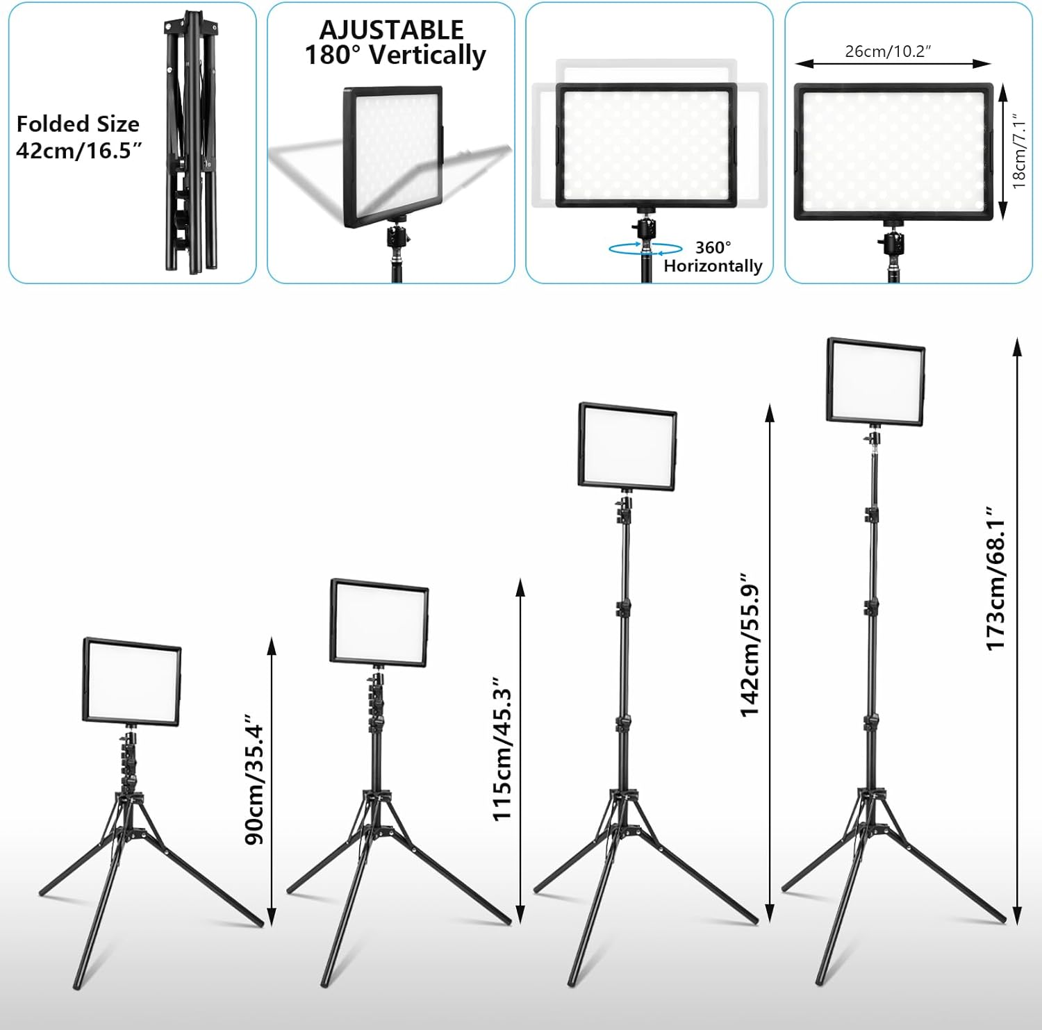 Streaming-Equipment - LED Continuous Light 2-Pack Two-Tone 2800-6500K Dimmable USB Photo Video Light, 173 cm Photography Lighting Set with Tripod Stand for Studios, YouTube TikTok Video Recording, Game Streaming – Bild 2