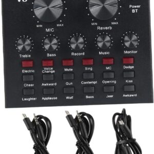 Streaming-Equipment – TOYANDONA Live Sound Card with Electronic Tones, Mobile Audio Mixer with Noise Cancellation, Adjustable and Automatic Music Volume Adjustment for Streaming and Recording