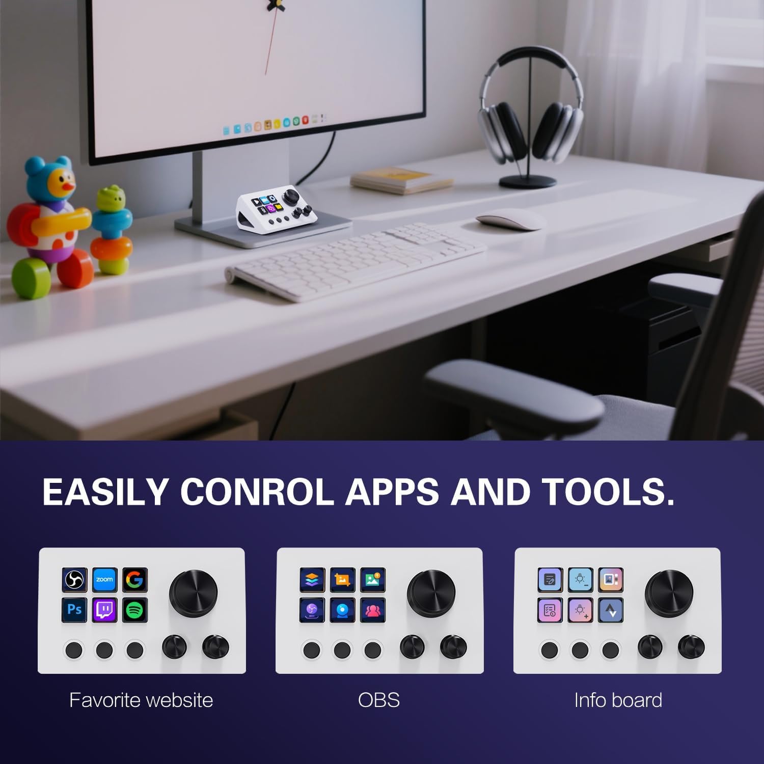 Streaming-Equipment - Treaslin N3 Programmable Stream Controller Deck with LCD Buttons & Rotary Controls User Defined Macro Control Keypad for Streaming (OBS, Twitch), Content Creation (Adobe), Gaming Win&Mac – Bild 2
