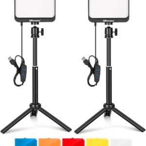 Streaming-Equipment – UBeesize 2er-Pack LED Videolicht Dimmbares Kamera Licht mit Einstellbar Stativ Ständer und Farbfilter für Videokonferenzen Beleuchtung / Spielestreaming / YouTube-Videofotografie
