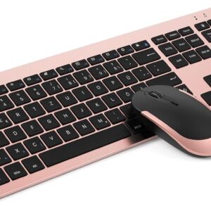 Gaming Tastatur & Maus – Seenda Rechargeable Keyboard and Mouse Set, Wireless, Full Size, Ultra-Thin, Silent, Ergonomic Keyboard with Silicone Dust Protection for PC, Laptop, Smart TV, etc.