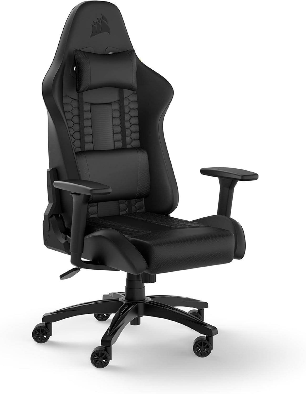 Gaming Chairs - Corsair TC100 Relaxed Gaming Chair - Faux Leather - Racing Inspired Design - Lumbar Cushion - Removable Memory Foam Neck Pillow - Adjustable Armrests - Black