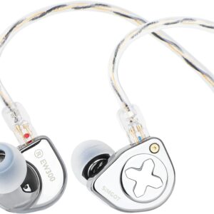 Gaming PC & Gaming Monitors – LINSOUL SIMGOT EW300 1DD+1Planar+1PZT Hybrid Driver In Ear Monitor, Wired Earphones IEM, Gaming Headphones with Removable Nozzles, Silver-Plated OFC IEM Cable for Audiophile Musicians (EW300)