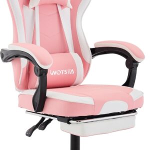 Gaming Chairs – Gaming Chair Ergonomic Gaming Chair with Footrest Ergonomic Office Chair with Lumbar Support 90-135° Backrest Adjustable