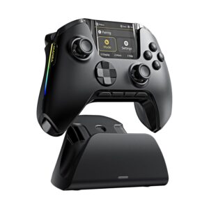 Gaming Consoles & Controllers – FIEHDUW Kein Drift ManbaOne Interaktiver Bildschirm Gaming Controller für PC/Switch/iOS/Android, 1800mAh Hall-Effekt-Controller mit LED, Mapping-Tasten, Ladestation (Schwarz)