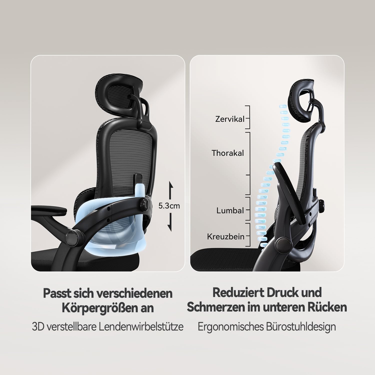 Gaming Chairs - SIHOO M102C Ergonomic Mesh Office Chair, High Back desk chair with 3D Armrests, Up&Down Lumbar Support, Swivel Computer Task Chair, Black – Bild 10