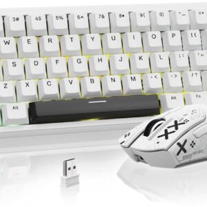 Gaming Tastatur & Maus – ATTACK SHARK Gaming Keyboard & Mouse Set, X65 HE Wired Magnetic Keyboard and R1 Wireless 59g Super Light Mouse (8000Hz, RT 0.01mm, RGB, 65h Battery) – White