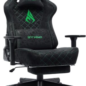 Gaming Chairs – Symino Gaming Chair, Ergonomic Office Chair, Racing Chair Design, PC Chair, Vintage PU Leather, Adjustable Rotating Task Chairs with Footrest (Grey)