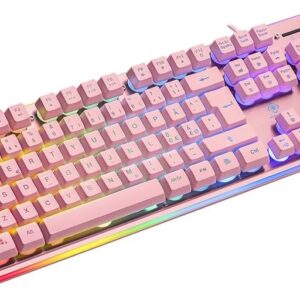 Gaming Tastatur & Maus – DELTACO GAMING PK75 – Gaming Keyboard (RGB Lighting, 100%, 105 Keys, German Layout QWERTZ) – Pink/Pink