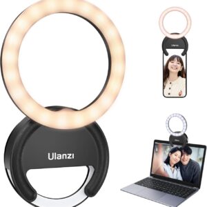 Streaming-Equipment – Ring Light Mobile Phone ULANZI 4 Inch Selfie Light Mobile Phone 3 Colour Temperatures 3000K-7000K, Ring Light 5 Brightness Levels, Video Light Laptop for Selfie Video Conference Streaming Makeup Vlog YouTube TikTok