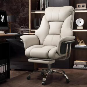 Gaming Chairs – Office Chair with Footrest & Lumbar Support – Ergonomic Gaming Chair with Height-Adjustable Headrest & Adjustable Backrest, High-Back Faux Leather (PU) Swivel Chair for Home Office (Women)