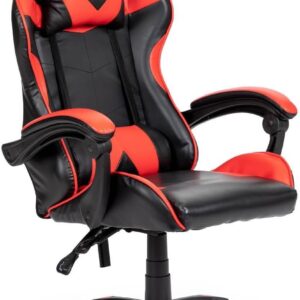 Gaming Chairs – GARDENIA Ergonomic Gaming Chair Red Black Sporty Design High Back Adjustable PVC Seat Swivel Perfect for Office, Studio, Gamers and Streamers
