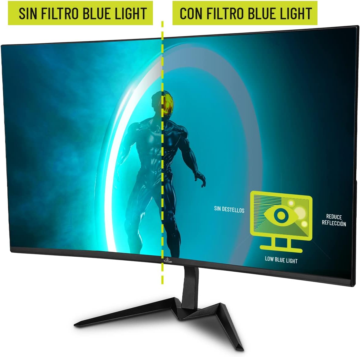 Gaming PC & Gaming Monitors - YEYIAN Sigurd - 23.8 Inch Curved Gaming Monitor Full HD 200Hz, 1ms, AMD FreeSync & NVIDIA G-Sync Compatible, 96% sRGB, HDMI/DisplayPort, Integrated Speaker, VESA, Black – Bild 8