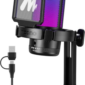 Streaming-Equipment – MAONO USB Gaming Microphone, Noise Cancellation Condenser Microphone with Mute, Gain, Monitoring, Pop Filter for Streaming, Podcast, Twitch, YouTube, Discord, PC, Computer, PS4&5, Mac, DGM20, Black