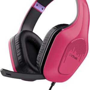 Gaming Consoles & Controllers – Trust Gaming GXT 418P Rayne Lightweight Gaming Headset for PC Xbox PS4 PS5 Switch Mobile, 50mm Driver, 2m Cable, 3.5mm Audio Jack, Over-Ear Headphones with Cable, Pink
