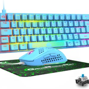 Gaming Tastatur & Maus – Keyboard Mouse Set, Mechanical Keyboard, Blue Switch Keyboard, Multimedia Keyboards, Lighting Backlight & RGB Gaming Mouse, 6 Buttons, Adjustable DPI, Ergonomic, for PS4 PS5 PC Mac Xbox