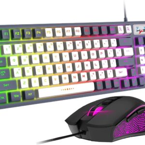 Gaming Tastatur & Maus – Wired RGB Gaming Keyboard and Mouse Combination 96 Keys 26 Keys Anti-Ghosting 8 Chroma LED Backlight Mechanical Feel PC Adjustable 3600 DPI Gaming Mouse