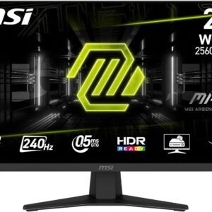 Gaming PC & Gaming Monitors – MSI MAG 274QF X24 27 Inch WQHD Gaming Monitor – Rapid IPS Panel 2560 x 1440 240Hz 0.5ms HDR Ready, AMD FreeSync Premium, AI Vision, HDMI 2.0b, DPort 1.4, Board, Tiltable, VESA Compatible, Black