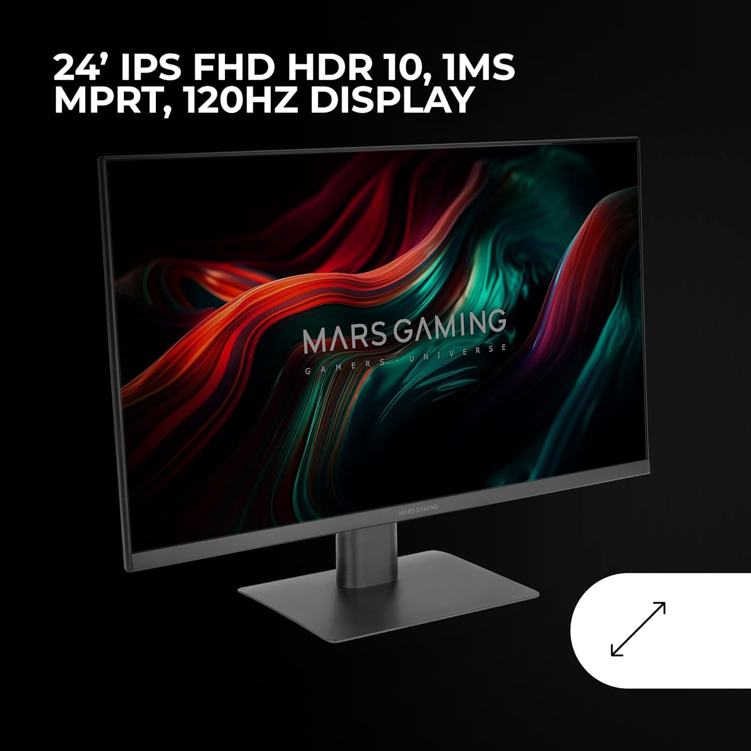 Gaming PC & Gaming Monitors - MARSGAMING MV-24, Monitor 24 Inch IPS FHD 120Hz, HDR10 1ms, FreeSync and G-SYNC, PC Monitor Integrated Speakers, 25° Tilt, Low Blue Light and Flicker Free, HDMI + DisplayPort + Jack 3.5 mm, Black – Bild 2