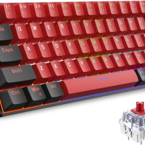 Gaming Tastatur & Maus – Snpurdiri 60% Wired Mechanical Keyboard, Mini Gaming Keyboard with 61 Red Switch Keys, for PC, Windows XP, Windows 7, Windows 10 (Black/Red, Red Switches)