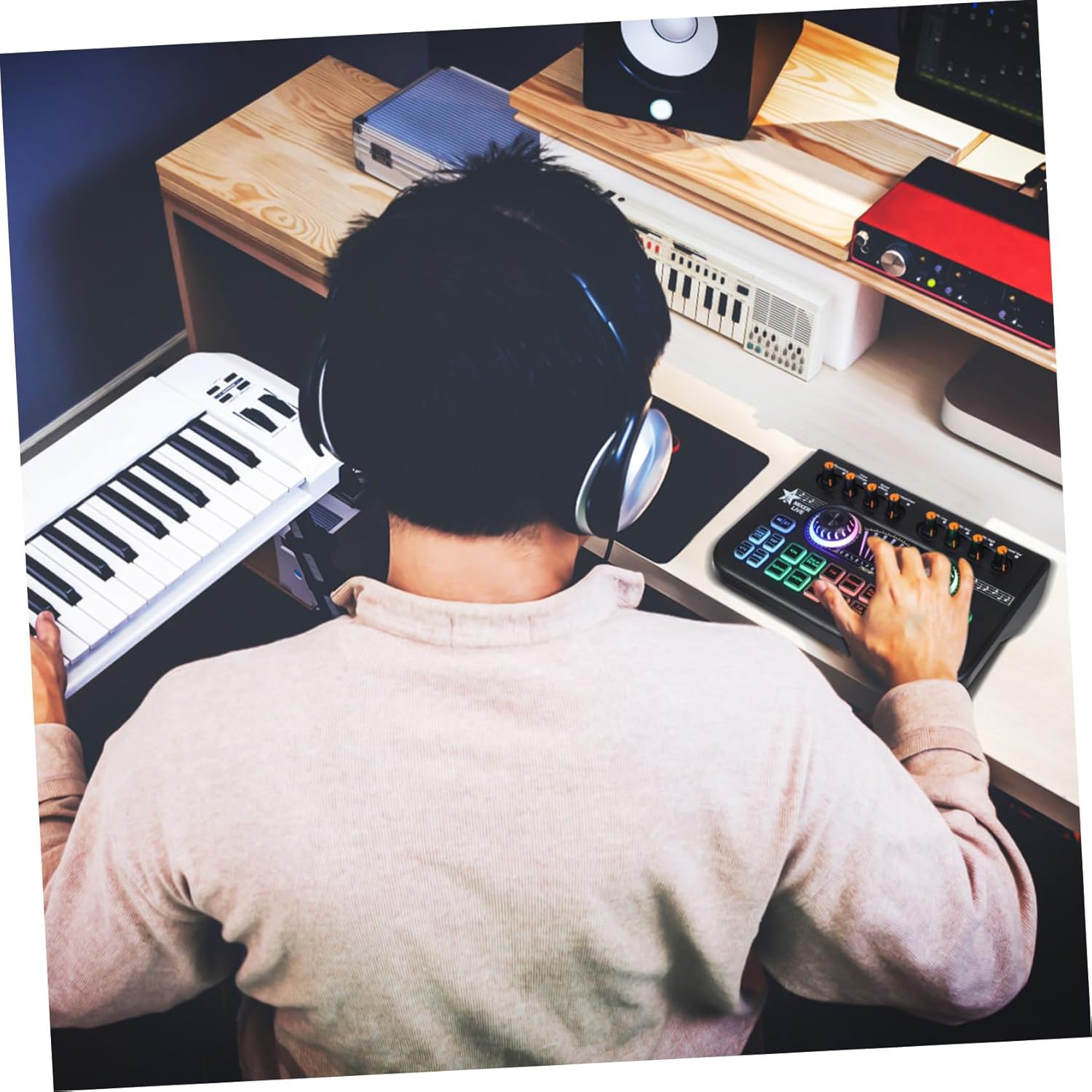 Streaming-Equipment - BESPORTBLE Professional Podcast Equipment with Dual Microphone and Live Sound Card, Durable DJ Audio Interface, Clear Studio Sound for Streaming Recording and Music Production – Bild 9