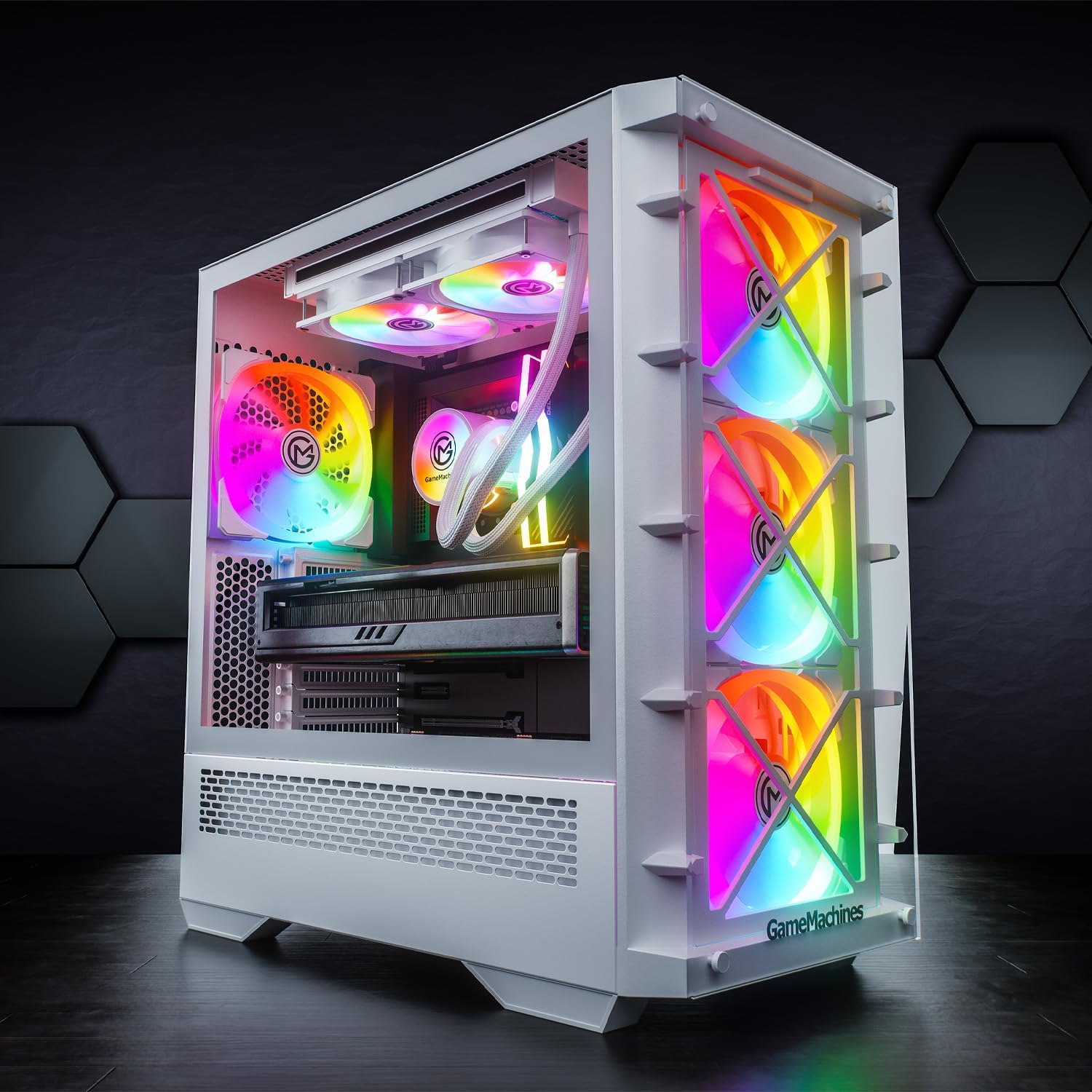Gaming PC & Laptops - GameMachines Storm Snow Edition - Gaming PC - Intel® Core i7 13700KF - Water Cooling - NVIDIA GeForce RTX 4070-2000GB M.2 SSD - 32GB RGB DDR4 - WiFi - Windows 11 Pro