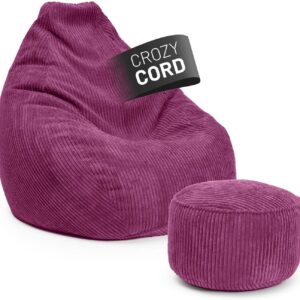 Gaming Chairs – Lumaland Relax Set Cord, Giant Bean Bag & Pouf, XXL Bean Bag & Pouf Stool with Filling (EPS Beads) for Indoor, Floor Sofa for Living Room, Bedroom & Gaming