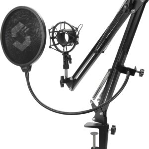 Streaming-Equipment – Speedlink VOLITY Streaming Accessory Set – Microphone Arm Holder Stand for Streaming, Gaming, Podcast, PC, Microphone Boom with Pop Filter and Shock Mount, Black