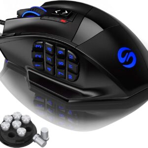 Gaming Tastatur & Maus – UtechSmart Venus Gaming Mouse 12 Buttons MMO Mouse 16400 DPI USB Laser Gaming Mouse 18 Buttons Naga 16400 dpi Sampling Rate High Precision Configurable LED Colour Lighting MMO Gaming