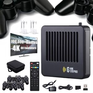 Gaming Consoles & Controllers – Retrowave G11 Pro 100000 Games, Retrowave G11, Retro Game Console 4K, Portable Plug & Play Video Games with 2/4 Wireless Dual Controllers (256G-100000, 4 Wireless Gamepad)